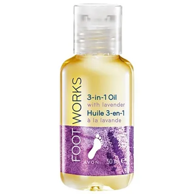 Avon Foot Works, Beautiful,  Blooming Leg  3-in-1 Oil with Lavender (Nawilżający olejek lawendowy do stóp 3 w 1)