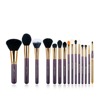 Jessup T095 Purple/Gold Brushes Set (Zestaw 15 pędzli do makijażu)