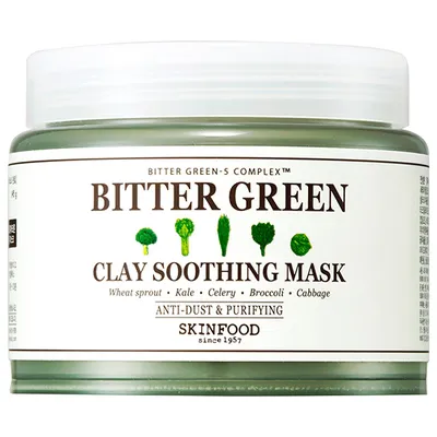 SkinFood Bitter Green, Clay Soothing Mask (Kojąca maseczka z glinką do twarzy `Gorzka zieleń `)