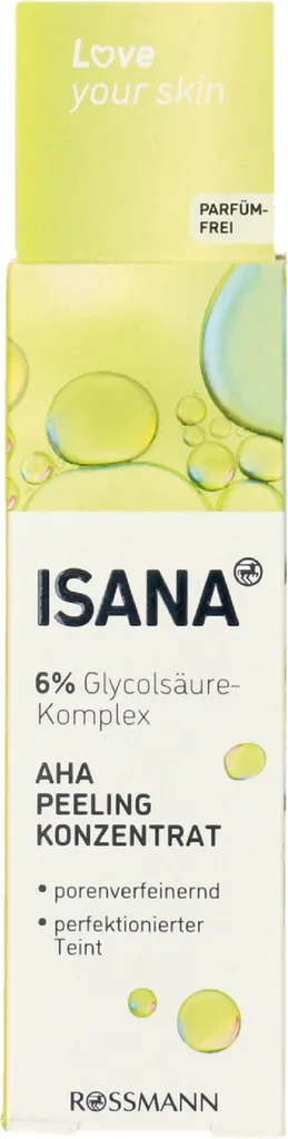 Isana Love Your Skin, AHA Peeling Concentrate (Koncentrat peelingujący z AHA, 6% kwasem glikolowym)