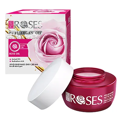 Nature of Agiva Pure Argan Oil, Rose Oil Anti-wrinkle Day Cream (Krem z olejkiem różanym, arganowym i kolagenem morskim do cery mieszanej i normalnej)