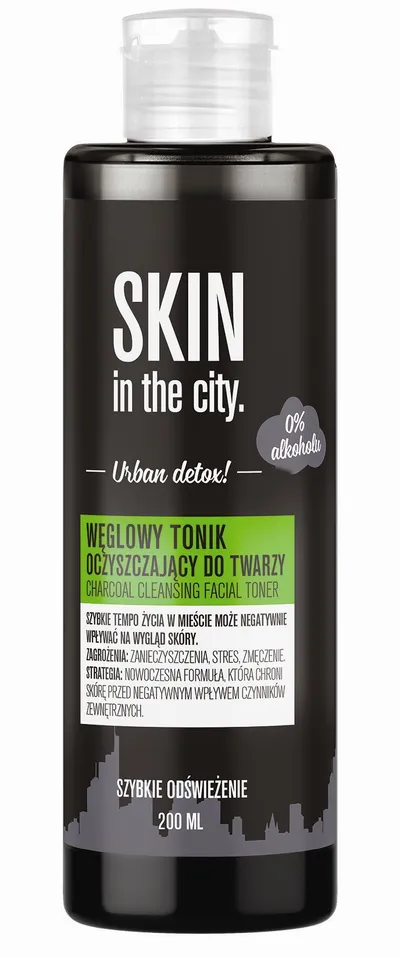 Skin in the City Urban Detox, Charcoal Cleansing Facial Toner (Węglowy tonik oczyszczający do twarzy)