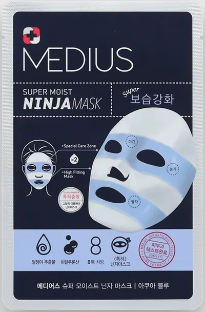 Medius Super Moist Ninja Mask Hyaluronic Acid Aqua Blue (Maska do twarzy w płacie)