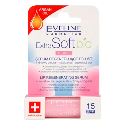 Eveline Cosmetics Extra Soft Bio, Serum regenerujące do ust SPF 15 'Pearl'