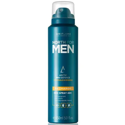 Oriflame North for Men, Recharge, Deo Spray 48h (Antyperspiracyjny dezodorant w sprayu)
