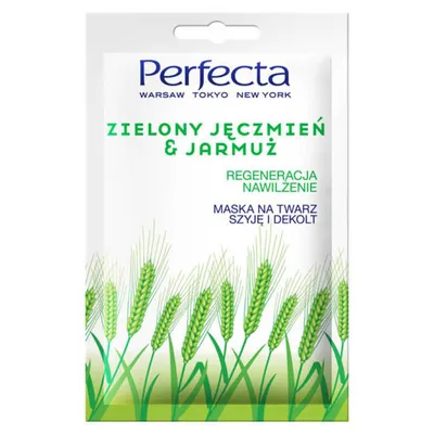 Perfecta Zielony jęczmień i jarmuż, Maska na twarz, szyje i dekolt `Regeneracja i nawilżenie`