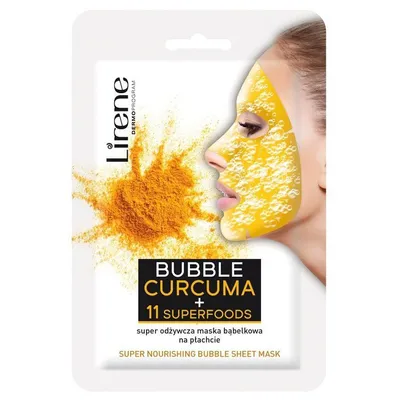 Lirene Dermoprogram Bubble Curcuma, Super odżywcza maska bąbelkowa na płachcie