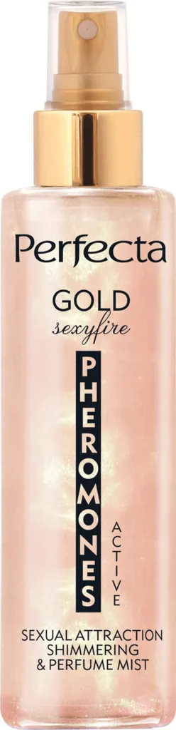 Perfecta Pheromones Active, Sexual Attraction Shimmering & Perfume Mist Gold Sacrifice (Perfumowana mgiełka do ciała)