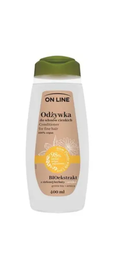 On Line From Plants With Love, Odżywka do włosów cienkich `BIOekstakt z zielonej herbaty i arnika`