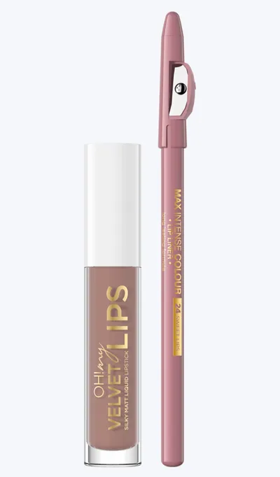 Eveline Cosmetics Oh! My Velvet Lips (Matowa pomadka w płynie i konturówka)
