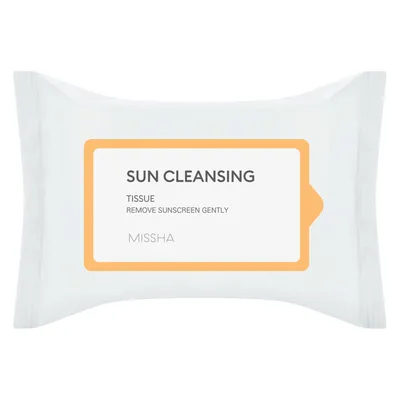 Missha Sun Cleasing, Tissue Remove Sunscreen Gently (Oczyszczające chusteczki usuwające pozostałości po kremach przeciwsłonecznych)