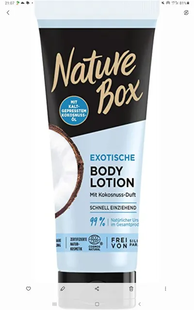 Nature Box Exotische Body Lotion mit Kokosnuss- duft (Egzotyczny balsam do ciała o zapachu kokosa)