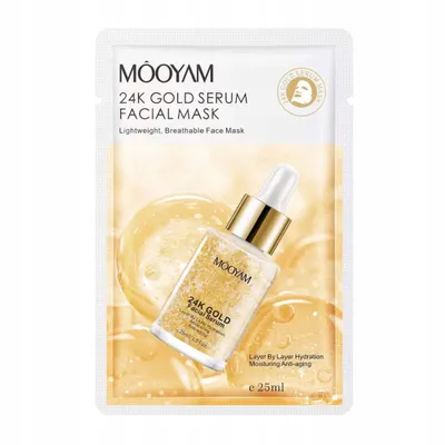 Mooyam Gold Serum, Facial Mask (Maska w płachcie do twarzy z 24karatowym złotem)