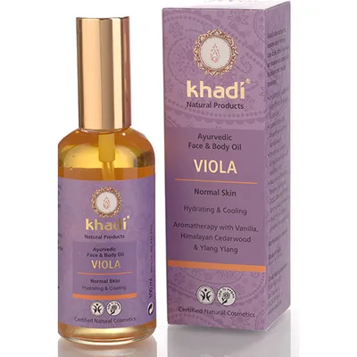 Khadi Viola, Ayurvedic Body and Face Oil (Ajurwedyjski  olejek do twarzy i ciała z fiołkiem)