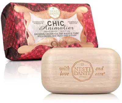 Nesti Dante Chic Animalier,  Wild Orchid, Red Tea Leaves & Tiare Natural Soap (Naturalne mydło toaletowe `Dzika orchidea, liście czerwonej herbaty & gardenia`)