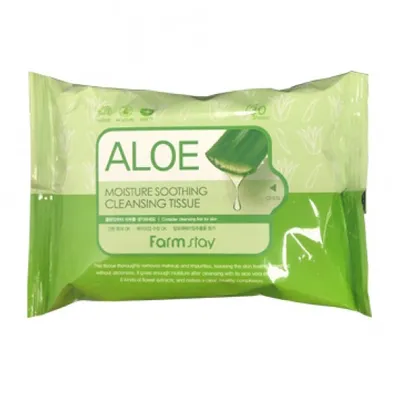 FarmStay Aloe Moisture Soothing Cleansing Tissue (Chusteczki czyszczące do twarzy)