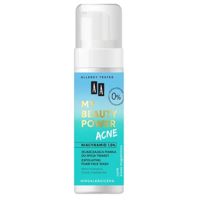 AA My Beauty Power Acne, Złuszczająca pianka do mycia twarzy `Niacynamid 1,5%`