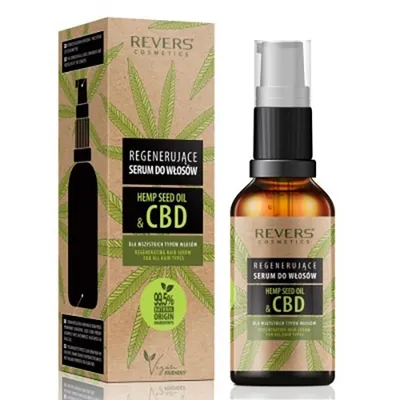 Revers Cosmetics Hemp Seed Oil & CBD, Regenerujące serum do włosów z naturalnym olejem konopnym z CBD