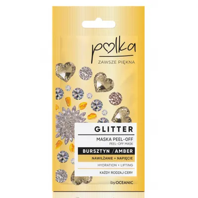Polka Bursztyn, Glitter maska peel off `Nawilżenie+ napięcie`