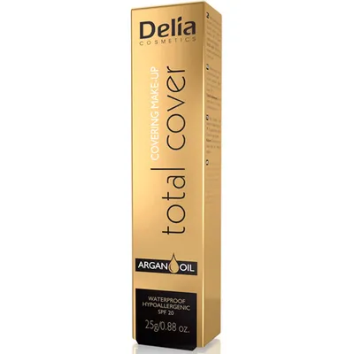 Delia Total Cover, Kryjący podkład do twarzy z olejkiem arganowym