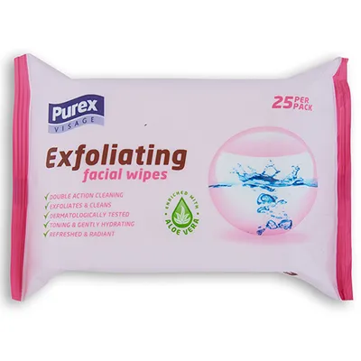 Purex Visage Exfoliating Cleansing Wipes (Chusteczki do demakijażu złuszczające)