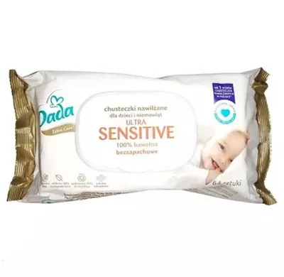 Dada Extra Care, Ultra Sensitive, Chusteczki nawilżane dla dzieci i niemowląt bezzapachowe