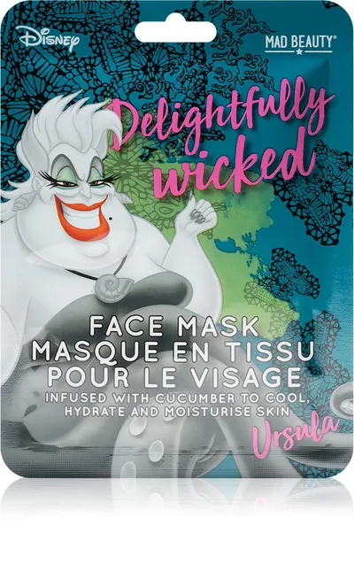 Mad Beauty Disney Villains, Ursula Face Mask (Maska nawilżająca w płacie z wyciągiem z ogórka)