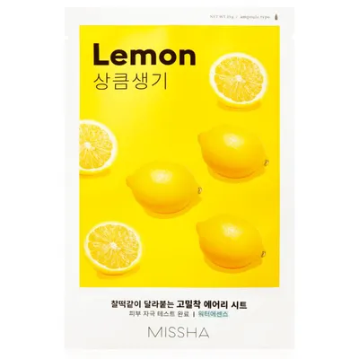 Missha Airy Fit,Lemon Face Mask (Platynowa maska nadająca blasku i witalności skórze)