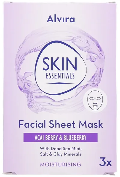 Alvira Skin Essentials, Facial Sheet Mask Acai Berry & Blueberry (Maseczka do twarzy w płachcie)