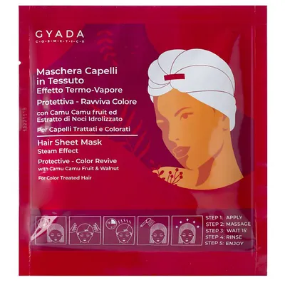 Gyada Maschera Capelli In Tessuto Effetto Termo-Vapore - Protettiva E Ravviva Colore [Protective Color Revive Hair Sheet Mask] (Ochronna kuracja w płachcie do włosów farbowanych dodająca blasku)