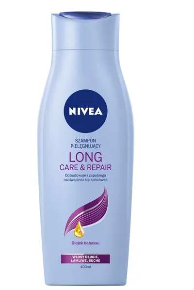Nivea Long Care & Repair, Szampon pielęgnujący z olejkiem babassu do włosów długich, łamliwych, suchych