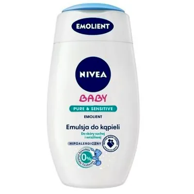 Nivea Baby, Pure & Sensitive Emolient, Emulsja do kąpieli