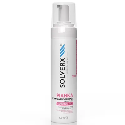Solverx Sensitive Skin, Pianka do mycia i demakijażu twarzy i oczu