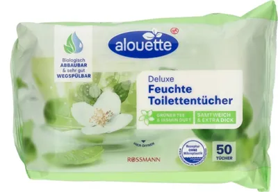 Alouette Feuchtes Toilettentucher Deluxe Grüner Tee & Jasmin Duft (Nawilżany papier toaletowy `Zielona herbata & Jaśmin`)
