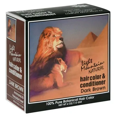 Light Mountain Natural Hair Color & Conditioner Dark Brown (Henna do włosów z odżywką `Lew`)