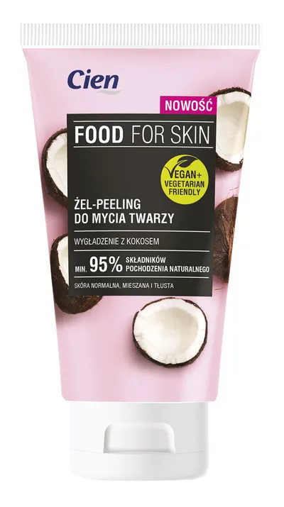 Cien Food For Skin, Żel-peeling do mycia twarzy `Wygładzanie z kokosem`