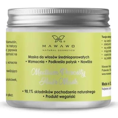 Mawawo Natural Cosmetics Maska do włosów średnioporowatych