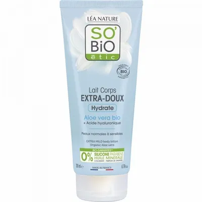 SO'BiO Etic Lait Corps Extra-Doux Hydrate à l'Aloe Vera Bio (Łagodne nawilżające mleczko do ciała z aloesem i kwasem hialuronowym)