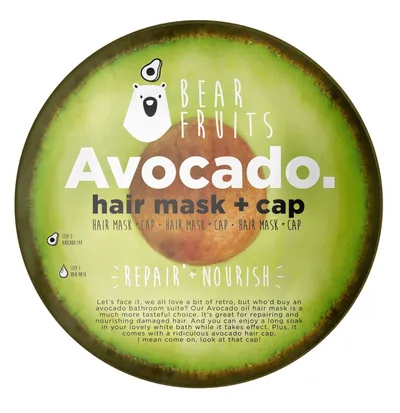 Bear Fruits Repair + Nourish Avocado Hair Mask + Cap (Maska do włosów + czepek `Awokado`)