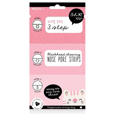 Oh K! 3 Step Blackhead Clearing Nose Pore Strips (Zabieg oczyszczający pory)