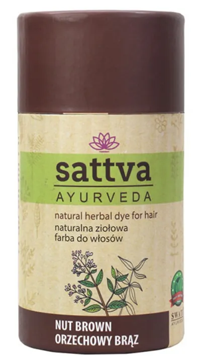 Sattva Ayurveda Natural Herbal Dye for Hair Nut Brown (Naturalna ziołowa farba do włosów orzechowy brąz)