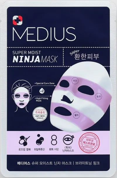 Medius Super Moist Ninja Mask Hyaluronic Acid  Brightening Pink (Maska w płachcie)