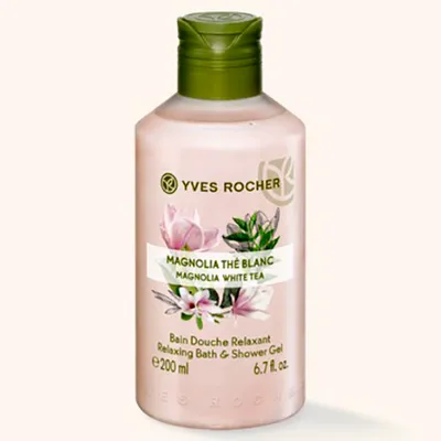 Yves Rocher Les Plaisirs, Bain Douche Energisant A La Peche & A l'Anis Etoile (Kremowy żel pod prysznic `Magnolia i biała herbata`)