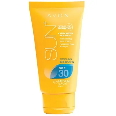 Avon Sun +, Moisturizing Face Cream SPF 30 (Wodoodporny krem nawilżająco-ochronny do twarzy SPF 30 z technologią Derma 360°)
