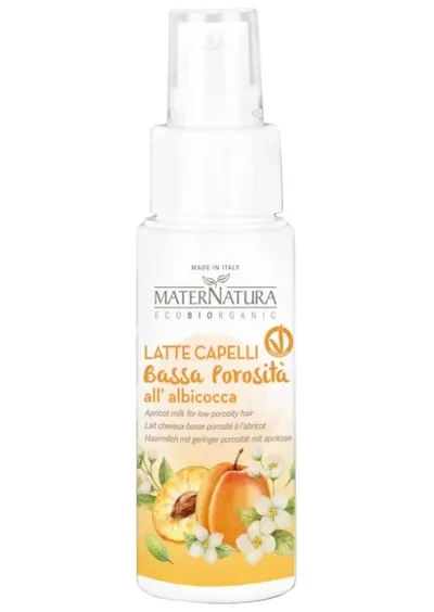 MaterNatura Latte Capelli Bassa Porosità all'Albicocca (Mleczko ochronne do włosów niskoporowatych z morelą)