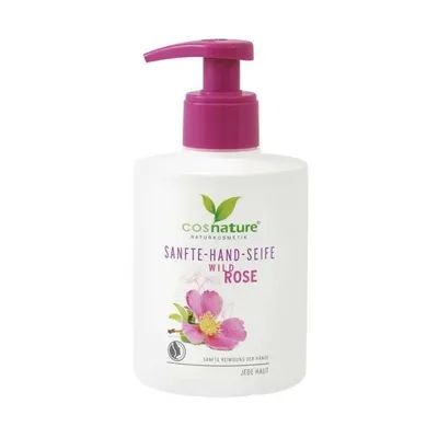 Cosnature Wild Rose, Sanfte Hand Seife (Supernawilżające mydło w płynie z olejkiem z dzikiej róży)