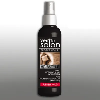 Venita Salon Professional Hairstyle, Hair Modelling Spray Flexible Hold (Płyn do układania włosów z keratyną (nowa wersja))