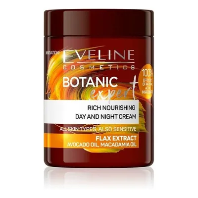 Eveline Cosmetics Botanic Expert, Bogaty odżywczy krem do twarzy na dzień i noc `Ekstrakt z lnu, olej awokado, olej makadamia`