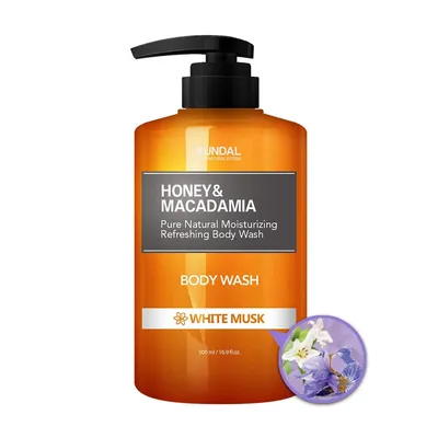 Kundal Honey & Macadamia, Body Wash White Musk (Białe Piżmo, Odświeżająco-nawilżający żel pod prysznic)