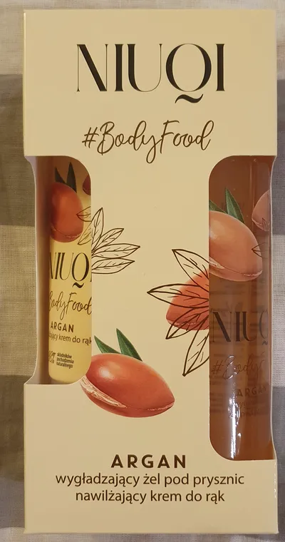 Niuqi Bodyfood, Wygładzający żel pod prysznic + nawilżający krem do rąk `Argan`